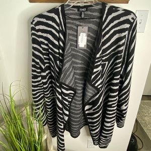 Jones New York, cardigan 3X, NWT, Black/white
